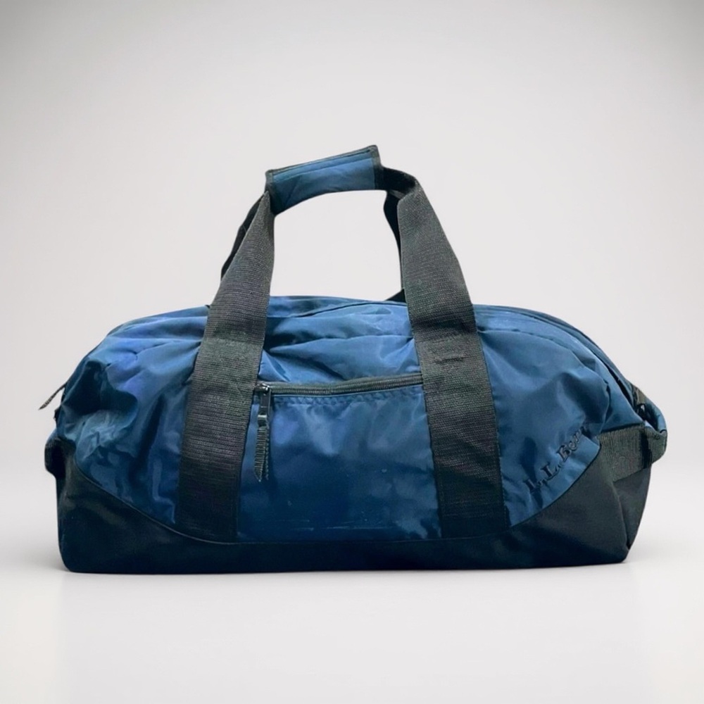 🎒 L.L. Bean Duffel Bag Navy Blue Black Nylon Gym Travel Tote Bag